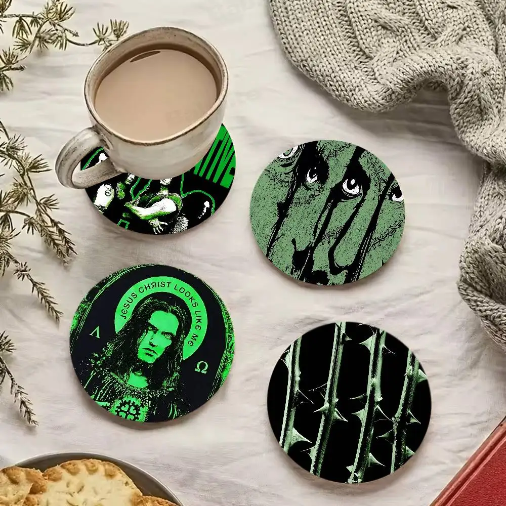 Gothic Metal Band Type O Negative Wooden Coaster Colour Printing Cup Mat Home Desk Decoration Gifts