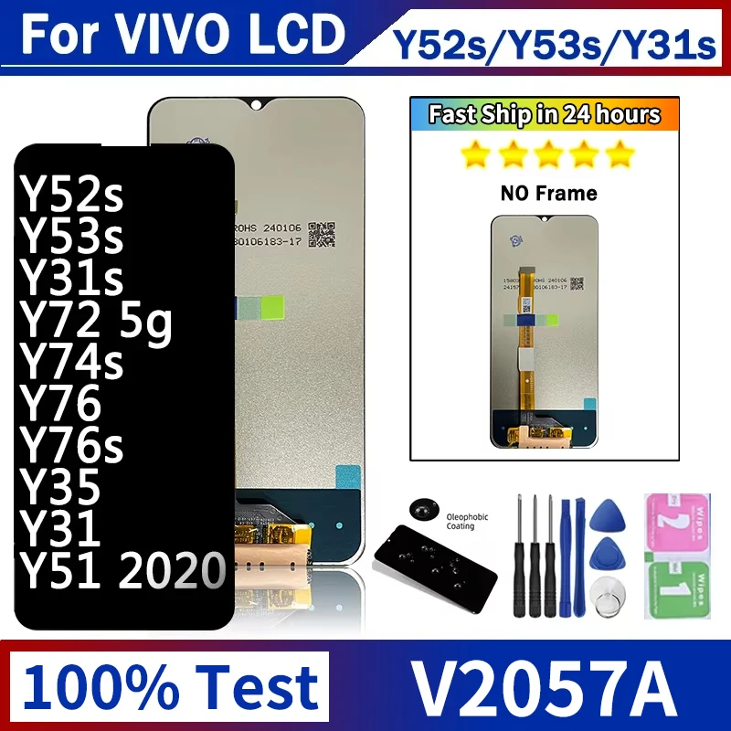 6.58”IPS For Vivo Y52s Y53s Y31s Y72 5g Y74s Y76 Y76s Y35 Y31 Y51 2020 LCD Display Touch Screen Digitizer Replacement