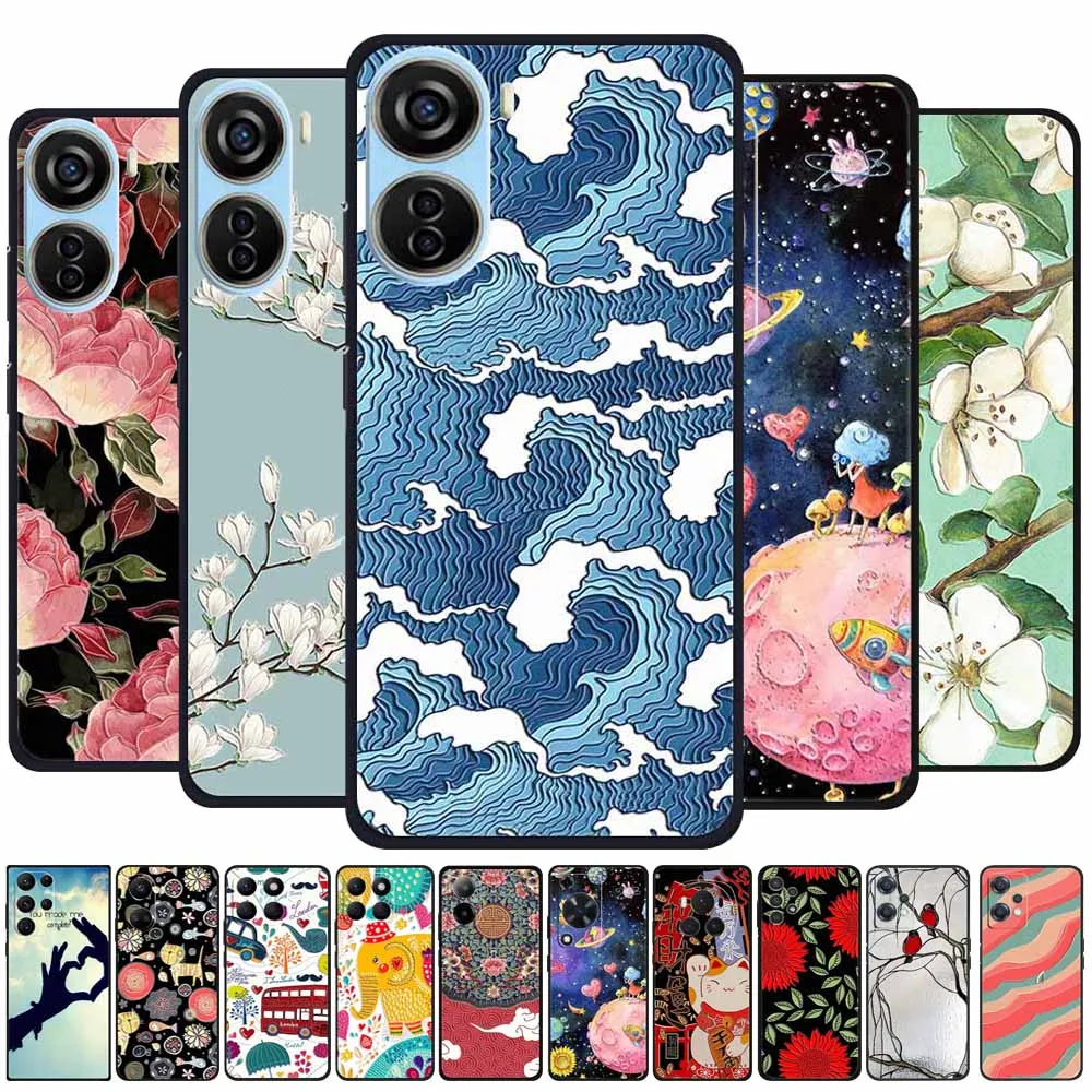 Fundas de teléfono 3D para ZTE Axon 40 Lite, funda de silicona suave con patrón en relieve para ZTE Axon 40 lite, funda protectora con flor en relieve y búho