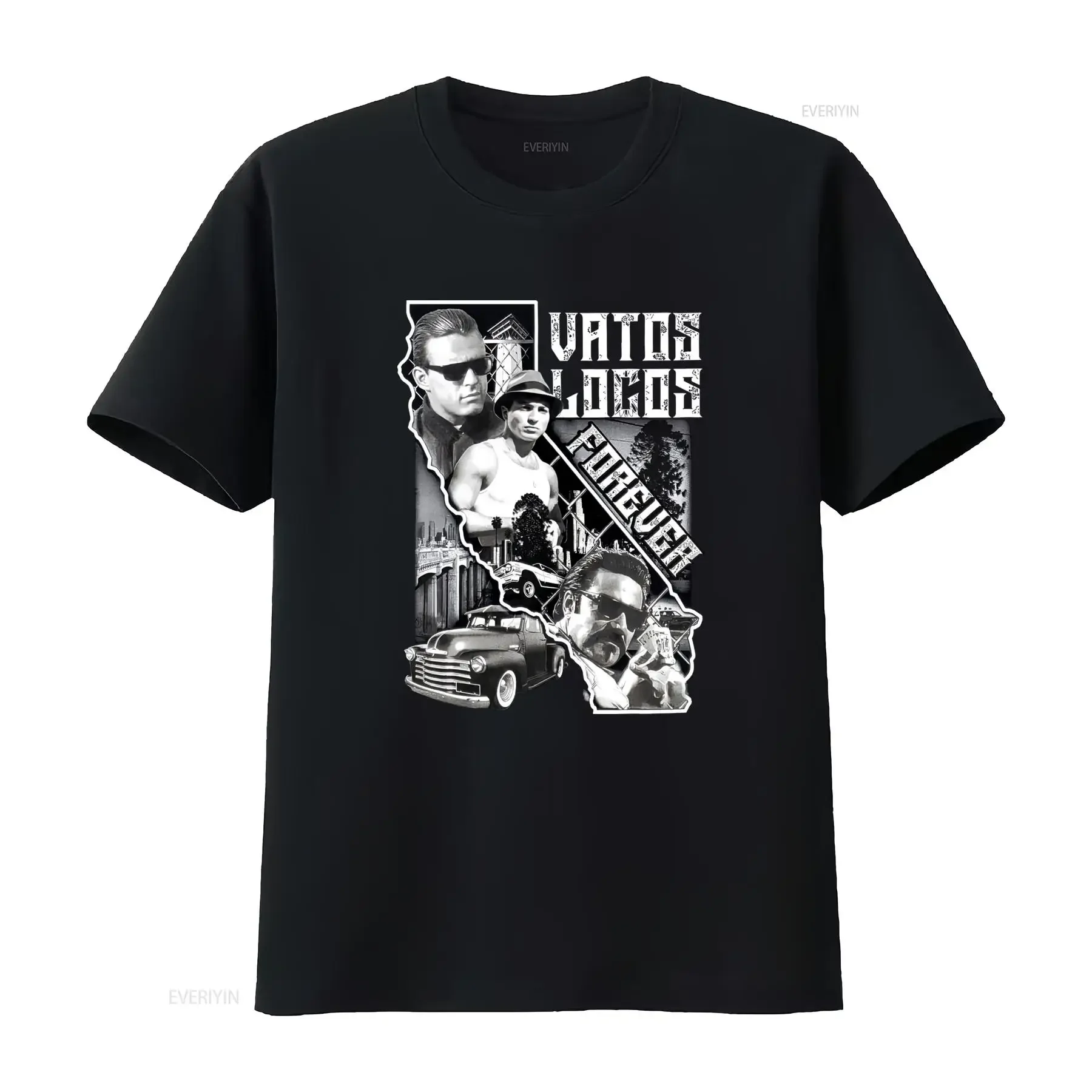 Vatos Locos Forever Retro Style Men's T Shirt Blood In Out Bound By Honor Design vintage Washed Comfortable