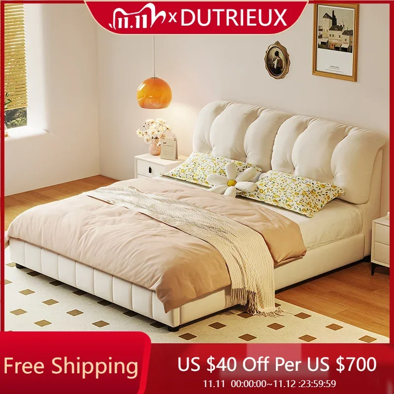 

Simple High Quality Bed White Girls Design Cream Confortable Bed Full Body Wedding Fashionable Cama De Casal Beds Furniture