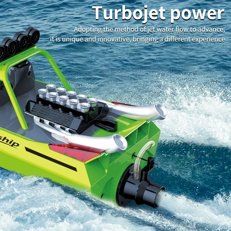 รีโมทคอนโทรลไร้สาย 2.4g เรือไฟฟ้า Turbine Jet ความเร็วสูง RC Speedboat Boy Racing Big RC Yacht รุ่นคริสต์มาสของขวัญ