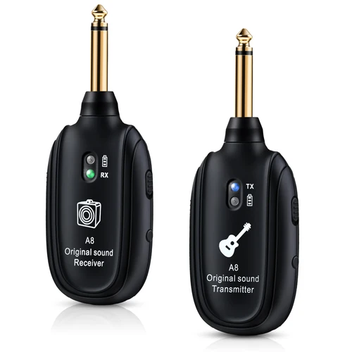 Sistema de guitarra inalámbrico, transmisor receptor recargable o guitarra acústica, bajo, violín, teclado, instrumentos eléctricos