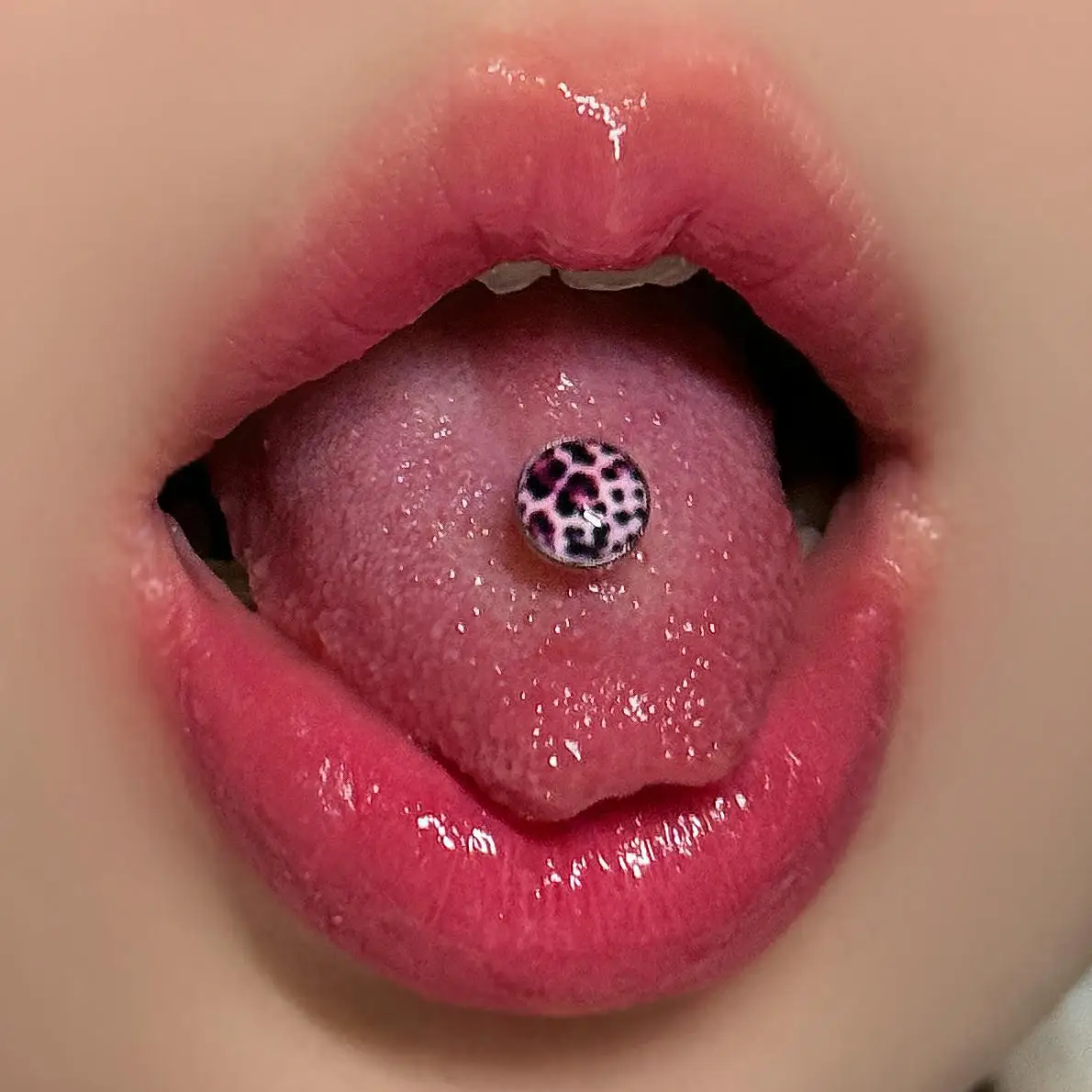Cloud Leopard Print Oil Dripping Tongue Stud Stainless Steel External Thread Tongue Piercing Rings Decoration Puncture Jewelry
