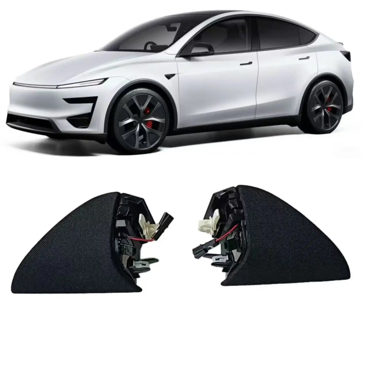 

For Tesla 2025 Model Y Juniper A-pillar tweeter rearview mirror triangle horn decorative cover