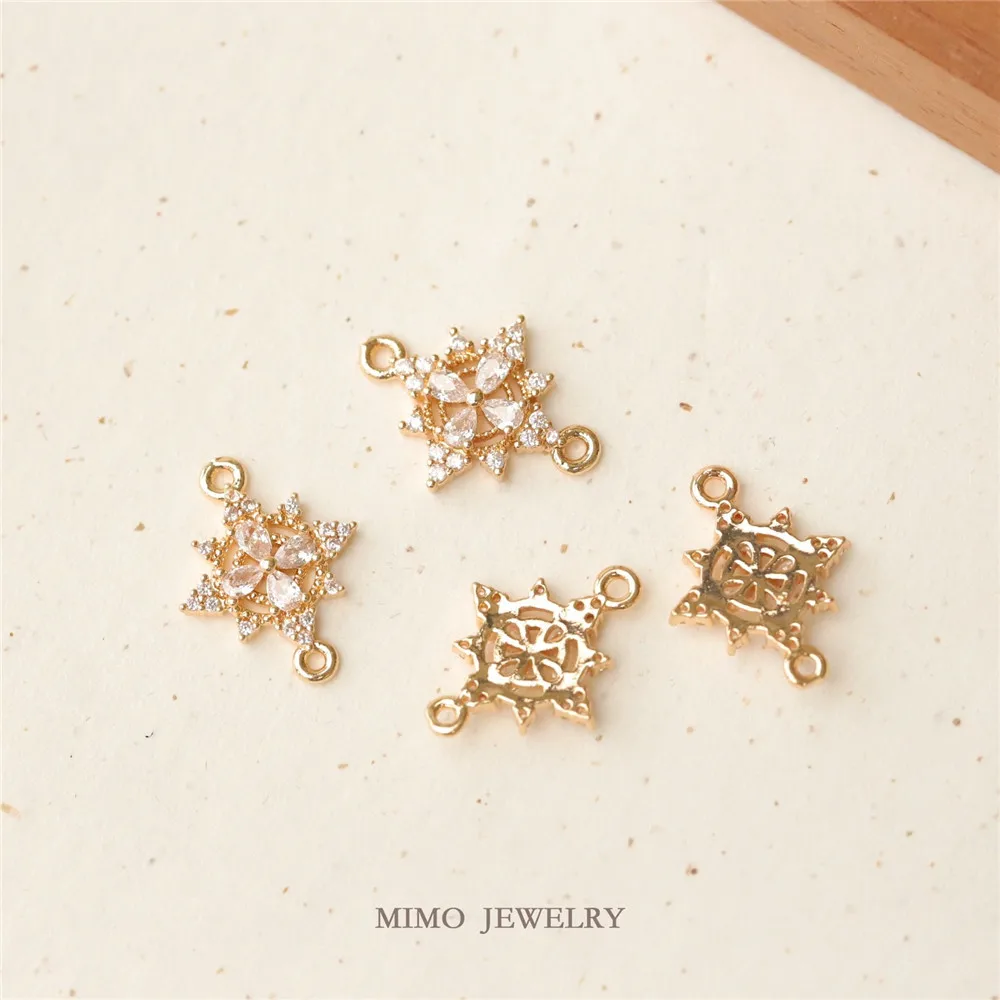 

1PCS 17.5x13.2mm Copper Gold-plated Retro Double-ring Cross-flower Pendant, Ear Accessory, Necklace, DIY Handmade Accessory