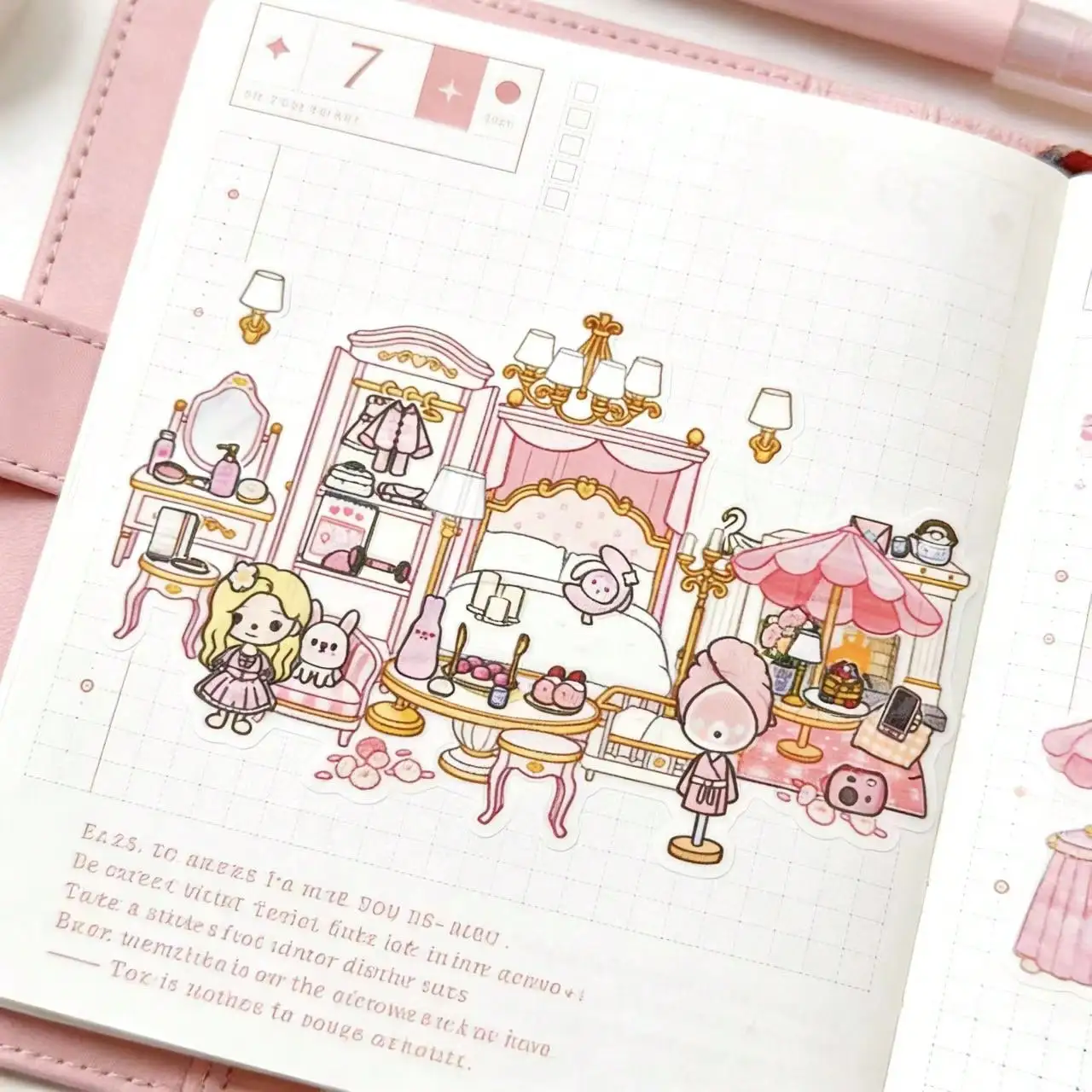 Pink Sakura Tree Hotel Room DIY Kids Craft Sticker Kit, Educational Handmade Journal Decor Scene Building Toy Materials!