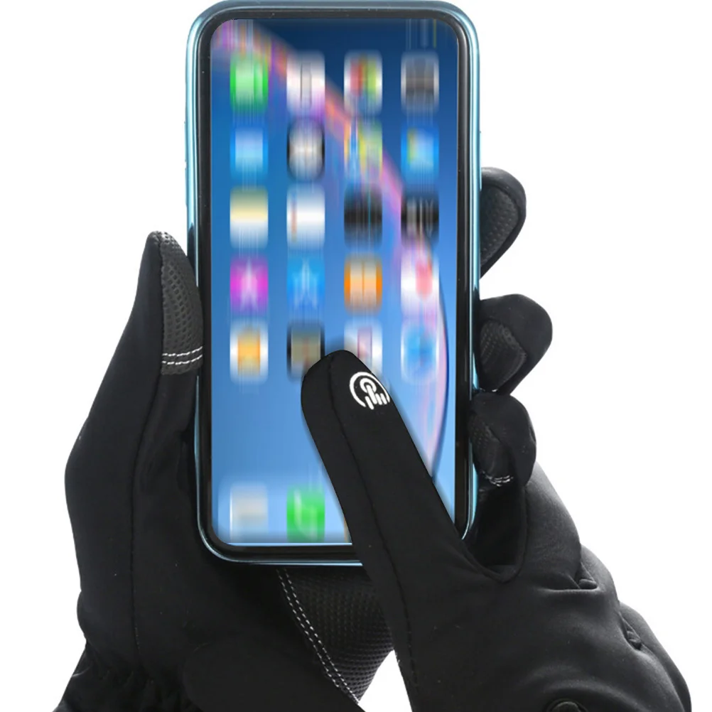 1Pair Winter Windproof Waterproof Cycling Gloves Touch Screen Function Skid Proof Gloves for Mountain Riding Touch Screen Glove