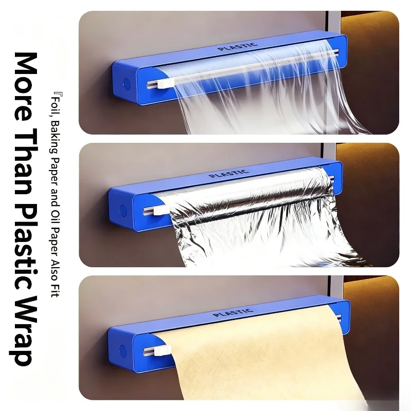 Wall‑mounted Plastic Wrap Cutter Household Slip‑cut Storage Box for Foil and Baking Paper