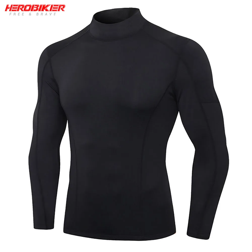 HEROBIKER Sports Compression Top Motorcycle Tight Base Layers Long-sleeved Breathable Gym Training Workout Jogging T-shirts 