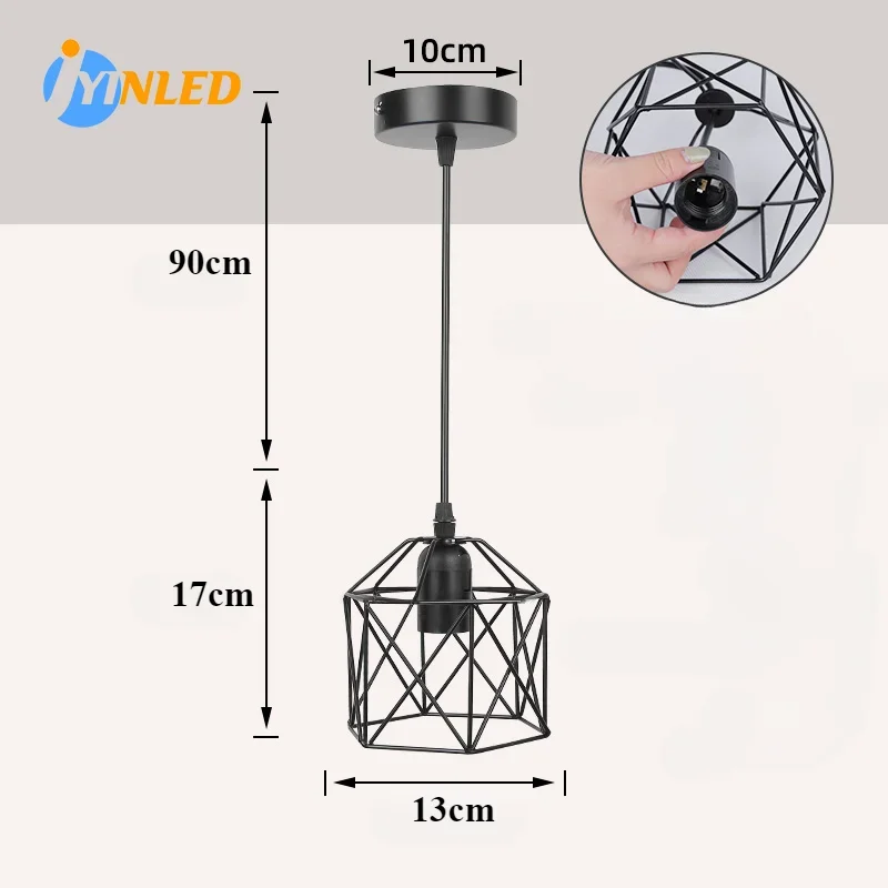 

Nordic Black Wrought Iron E27 Pendant Lamps Modern Single Head Led Ceiling Lights for Living Room Bedroom Balcony Restaurant