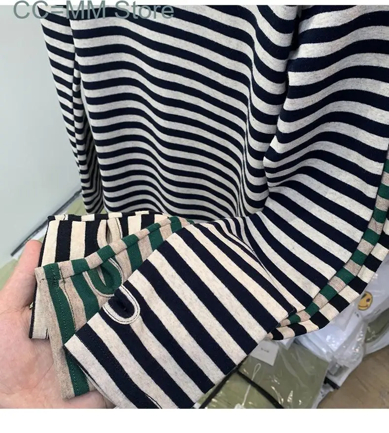 New Striped Chic T Shirts for Women Fashion O Neck Elegant Tops Office Ladies Long Sleeve Casual Tee Shirts