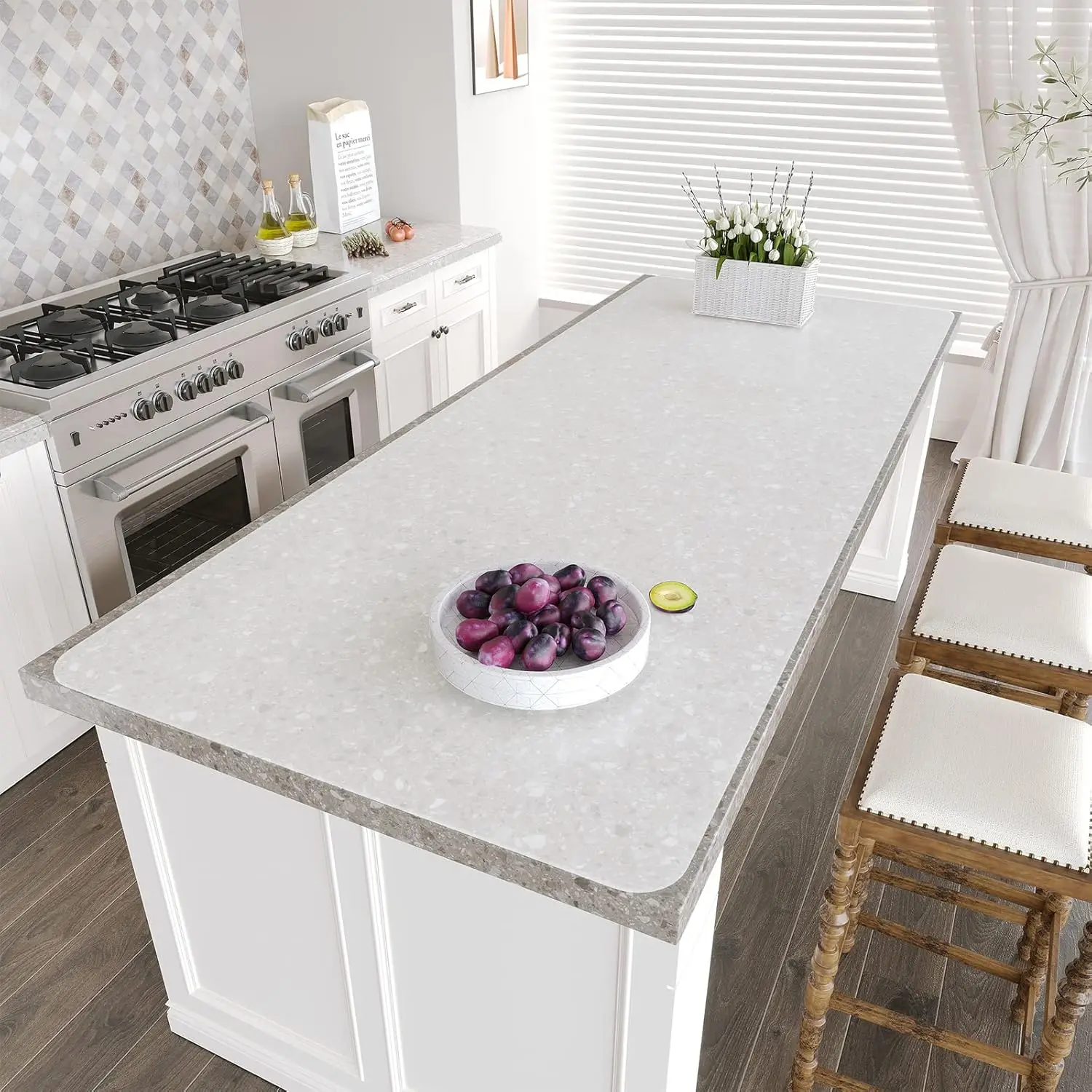 

Silicone Mat for Countertop, 78.7x23.6 Inch Heat Resistant Kitchen Mat, Extra Large Cuttable Counter Protector, White