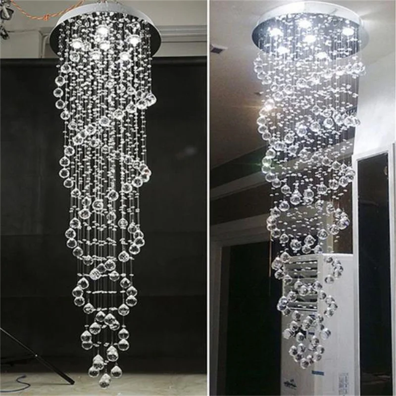 الحديثة LED مزدوجة دوامة كريستال أضواء الثريا ل بهو درج الدرج غرفة نوم فندق هالسقف مصباح معلق تعليق