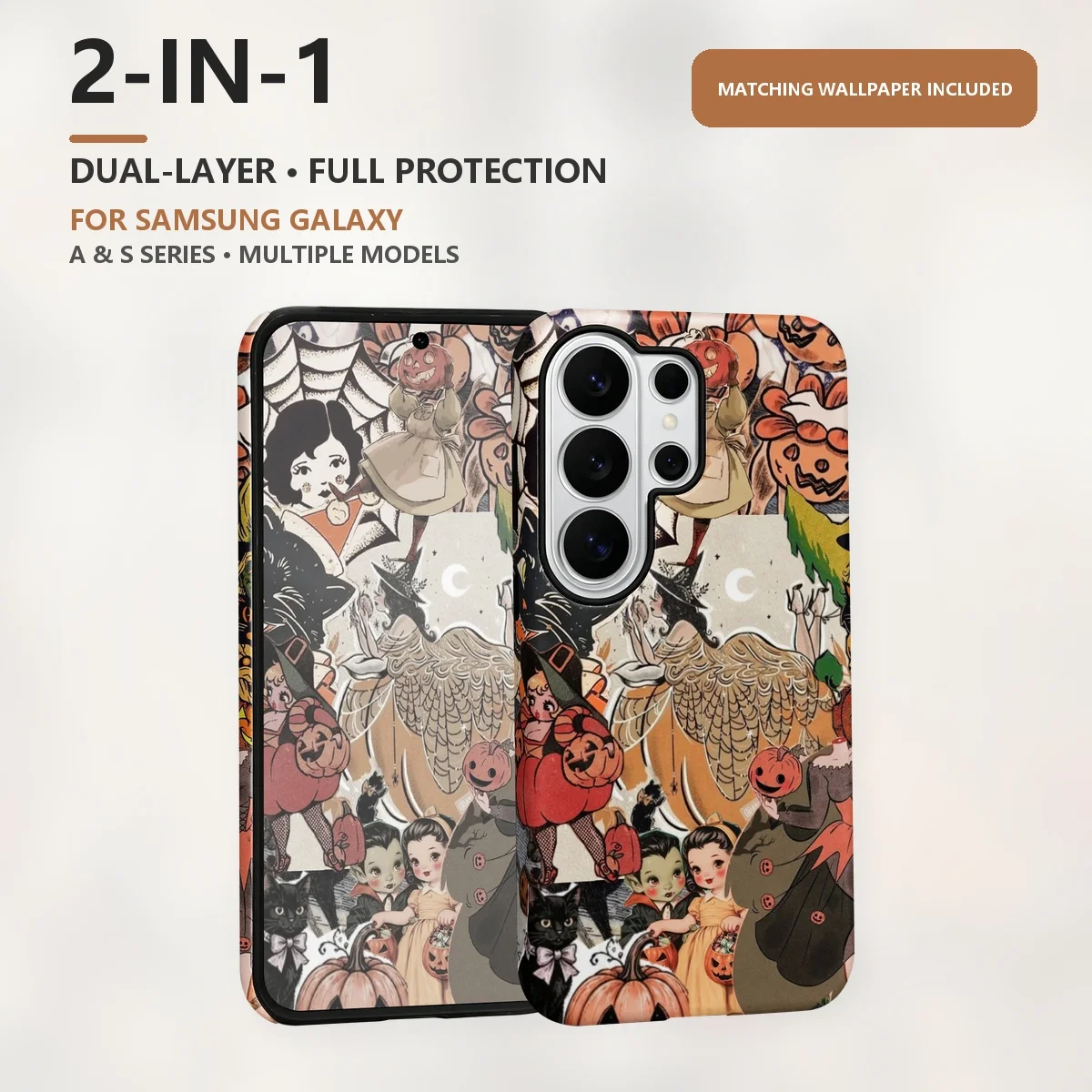 Halloween Vintage Halloween Collage 2-in-1 Dual-Layer Phone Case for Samsung Galaxy S26 S25 S24 A56 A17 A16 A15