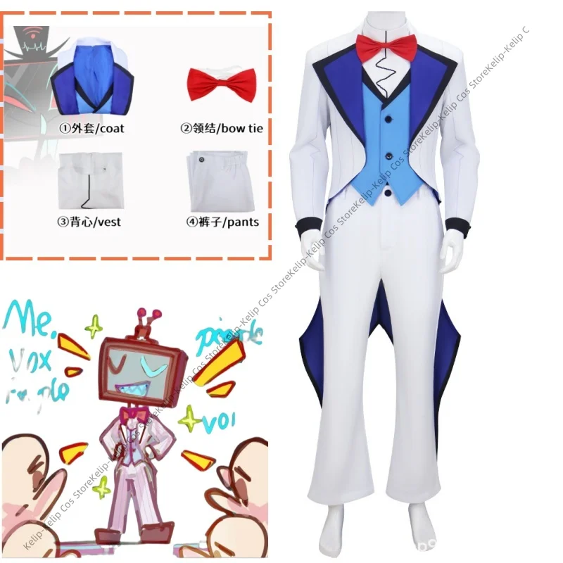 

Anime VOX Cosplay Costume Hotel White Uniform Headgear Accessory Set Role-playing Unisex Outfit Halloween Carnival Suit