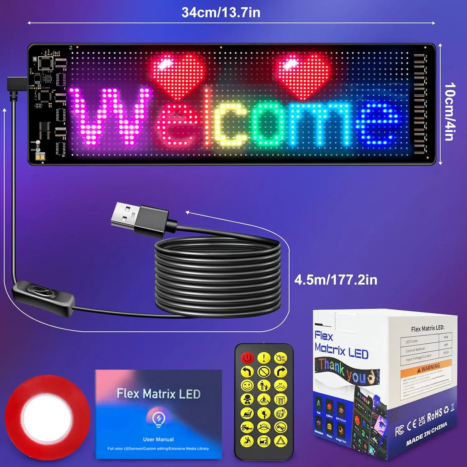 علامة LED للتمرير قابلة للبرمجة شاشة رقمية مرنة التحكم عبر USB والتطبيق محرر DIY مخصص نص أنماط الرسوم المتحركة للسيارة #6