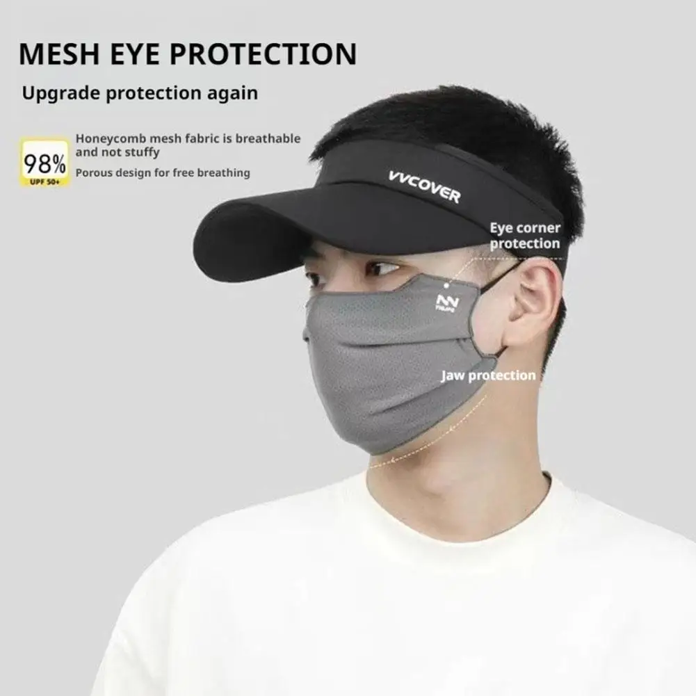 Breathable Ice Silk Face Cover UV Face Shield Washable Reusable Sun Protection Face Mask for Motorcycle Running Riding Exercise