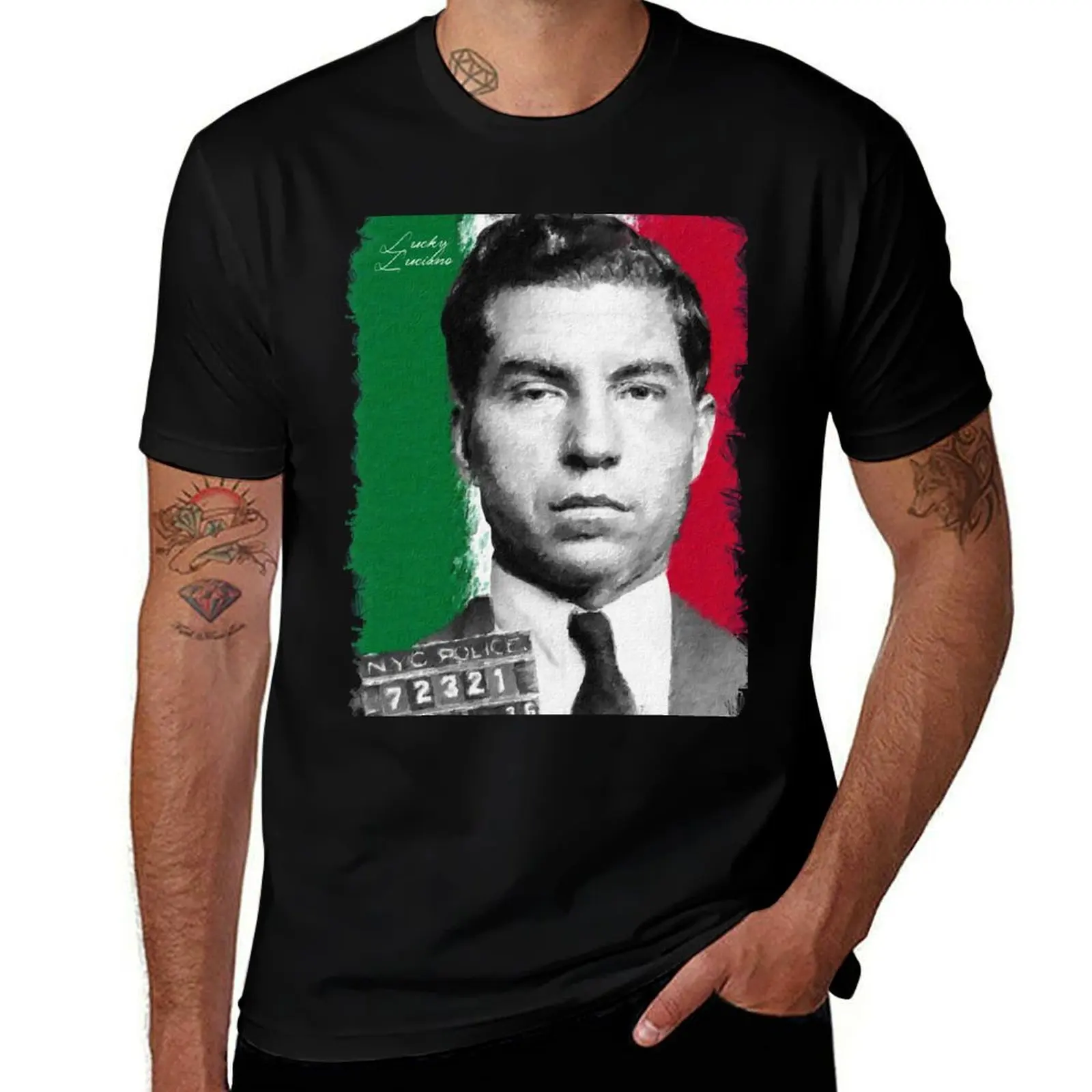 

Lucky Luciano- Oil Painted Art T-Shirt T-shirts man custom t shirt summer tops shirts men