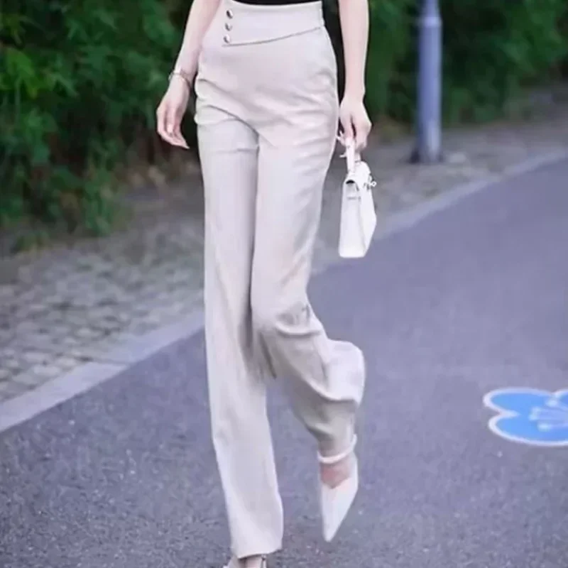 

Female Trousers New In Spring Autumn All Medium Classic Trends 2025 G Xxl Aesthetic Chic and Elegant Slacks Women's Flare Pants
