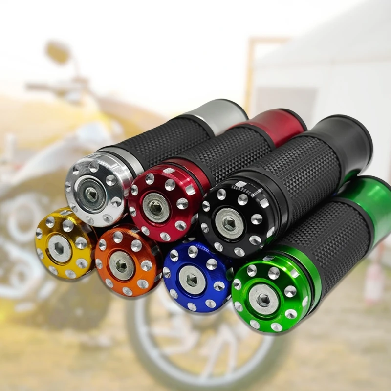 1 Pair Aluminum Ergonomic Motorcycle Handle Grips With Rubber Comfortable Gel Insert For 7/8 Inch Bars Superior Control