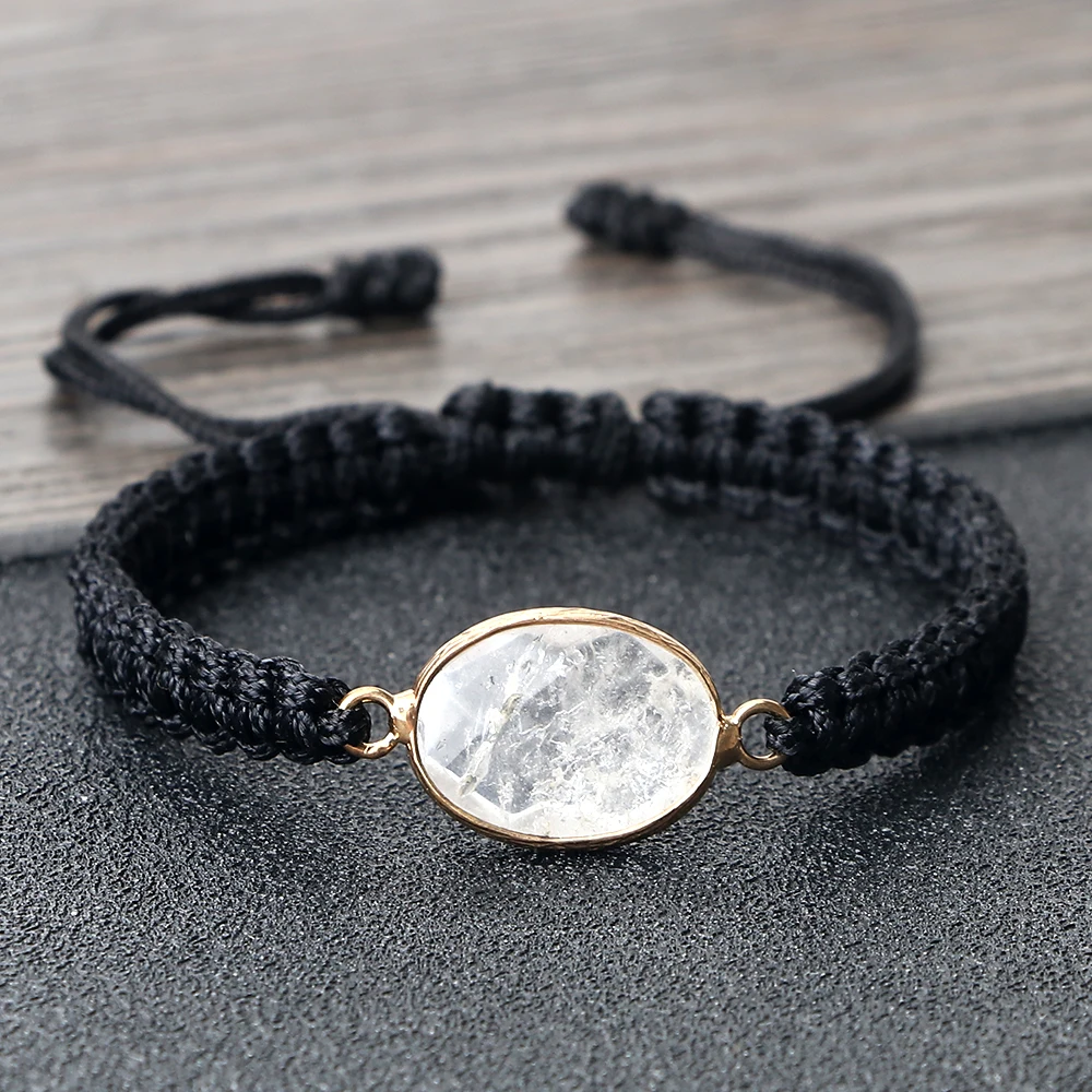 Charm Black Thread Braided Bracelet Adjustable Polish Transparent Geometry Pendant Couple Bracelet&Bangle Chain Jewelry Gift New
