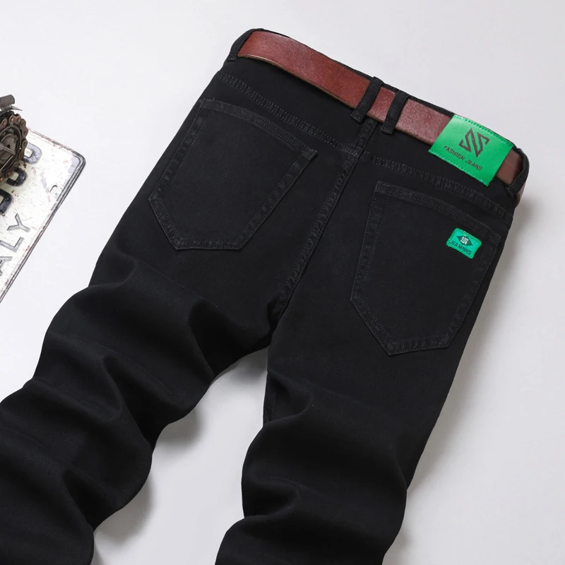 

Men's Black Casual Slim Jeans Soft Cozy Stretch Denim Trousers High Quality Clothing Classic Fashion Straight Male Pant