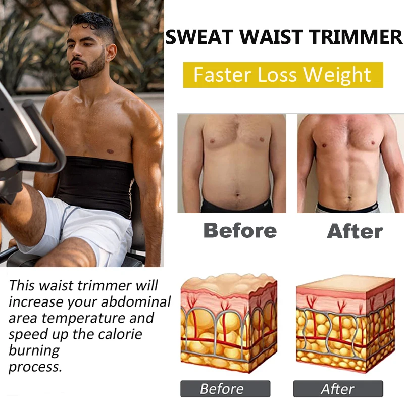 Men Sauna Sweat Belt Waist Trainer Slimming Body Shaper Abdomen Reducer Fat Burning Women Fitness Belly Band Cincher Shapewear