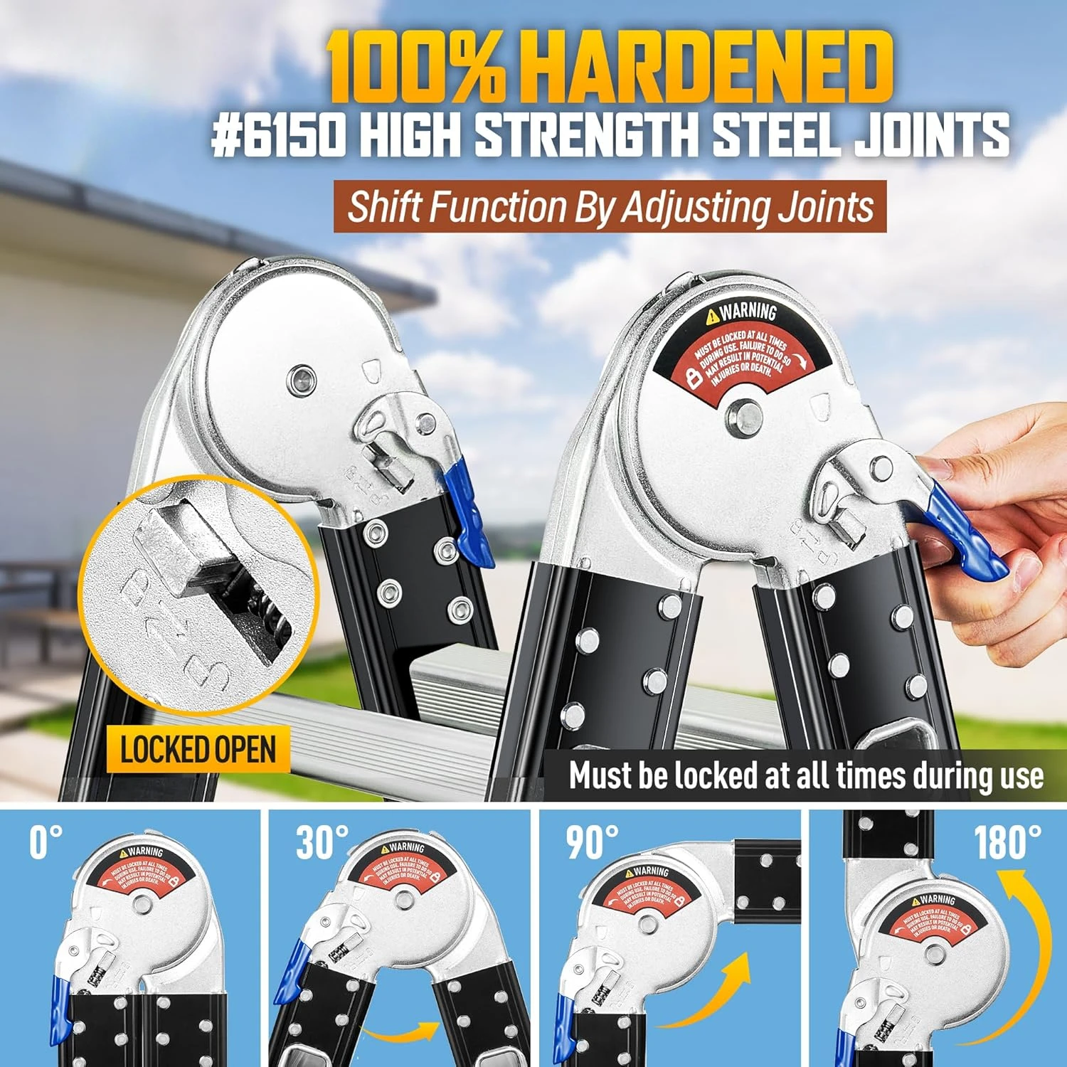 Ladder 7 in 1 Multi-Purpose Ladder Aluminium Extension Ladder 12Ft Folding Adjustable Telescoping Step Ladder Heavy Duty Ladders