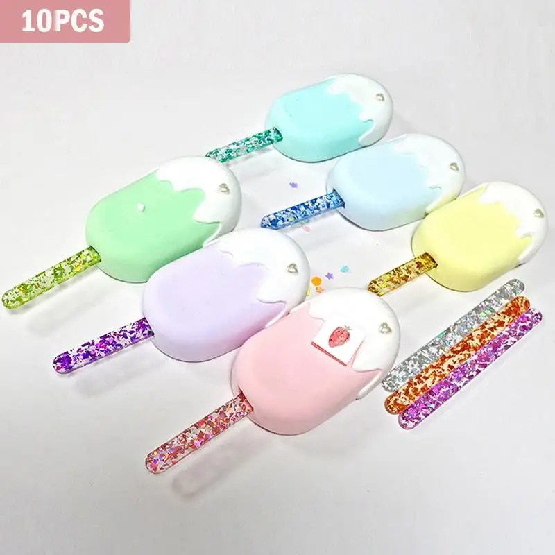 10Pcs Clear Sequins Reusable Sticks Ice Cream Sticks Acrylic Cakesicle Sticks for Ice  Candy Ice Creamsicle