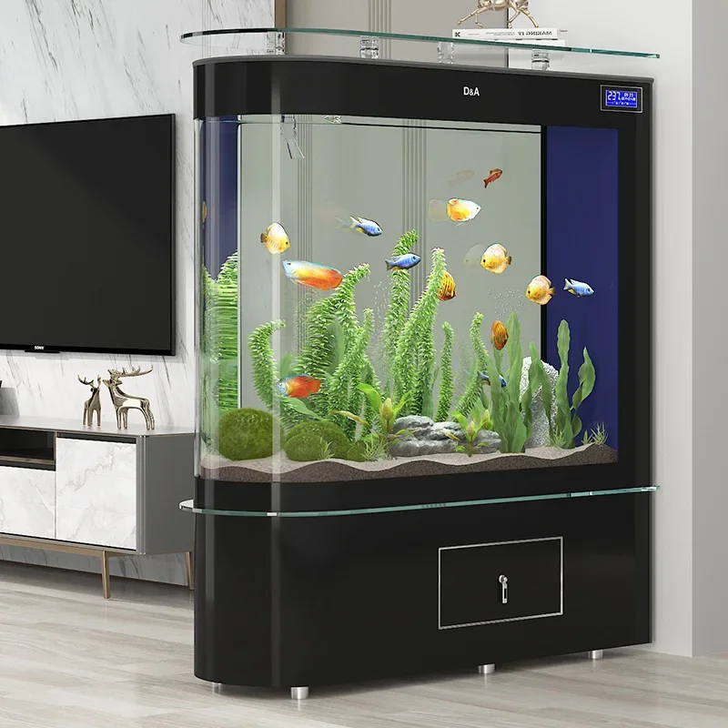 A  Bullet Side Filter Fish Tank Living Room Partition Screens Large Floor Intelligent Ecological Bottom Filter Aquarium