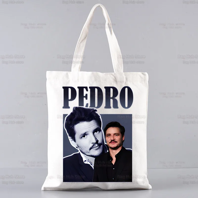 Pedro Pascal Vintage Daddy‘s Girl Canvas Shoulder Tote Bag Handbags Eco Reusable Shopping Bag Vintage Fashion Ulzzang Bags