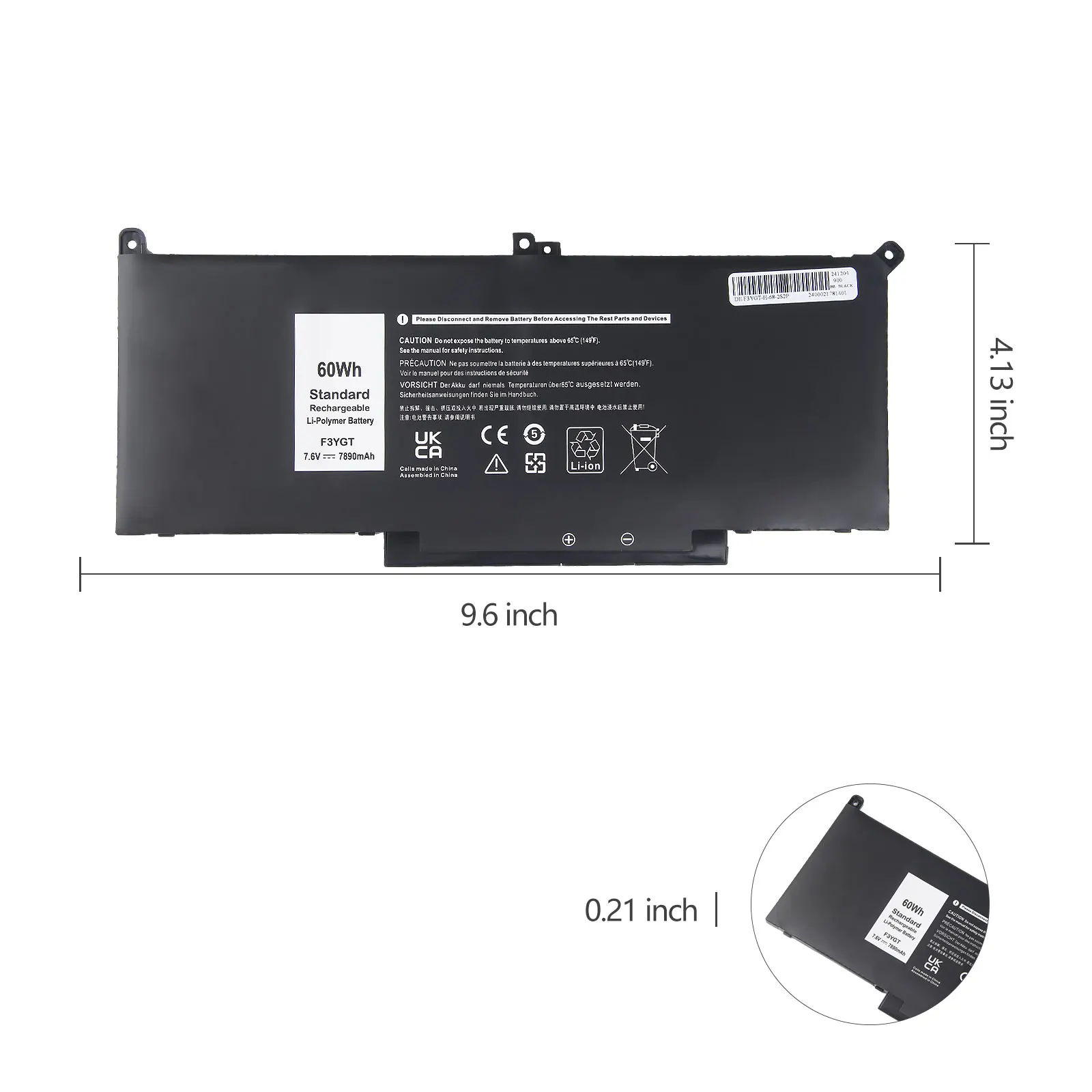 Neue F3YGT für Dell Batterie Latitude 7480 12 13 7000 7280 7290 E7280E7290 E7380 E7390 7000 7380 7390 7480 7490 2X39G 7,6 v/7890 mAh – Detail 3