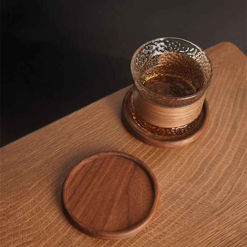 2/4Pcs Wood Coasters Walnut Beech Circular Drink Mat Tableware Tea Coffee Cup Pad Placemats Insulation Heat Resistant Mug Holder