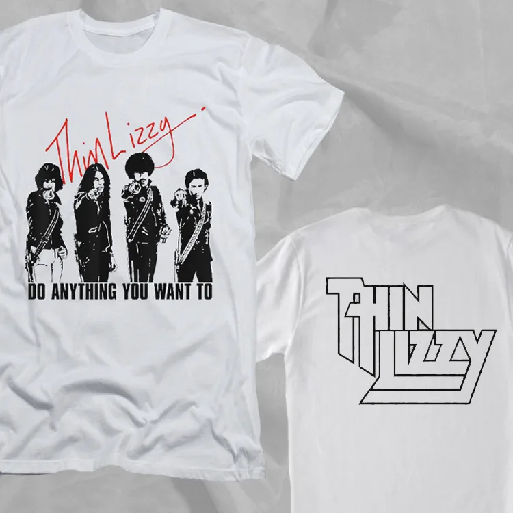 Thin Lizzy Band Do Anything You Want To White Double Sided T-Shirt