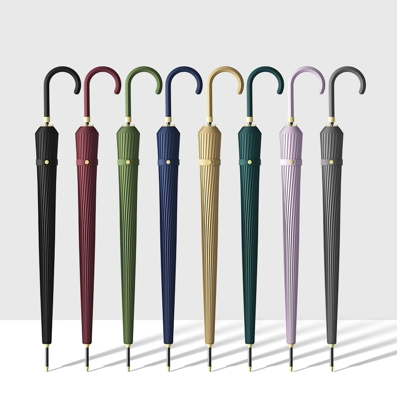 24K Long Handle Solid Color Golf Umbrella - Automatic One-Touch Open, High Quality, Stylish and Elegant