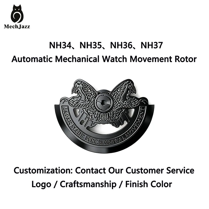 MechJazz Snake Pattern Automatic Rotor Oscillating Weight, Compatible with Seiko NH35 NH36 Movement, Watch Mod Replacement Parts