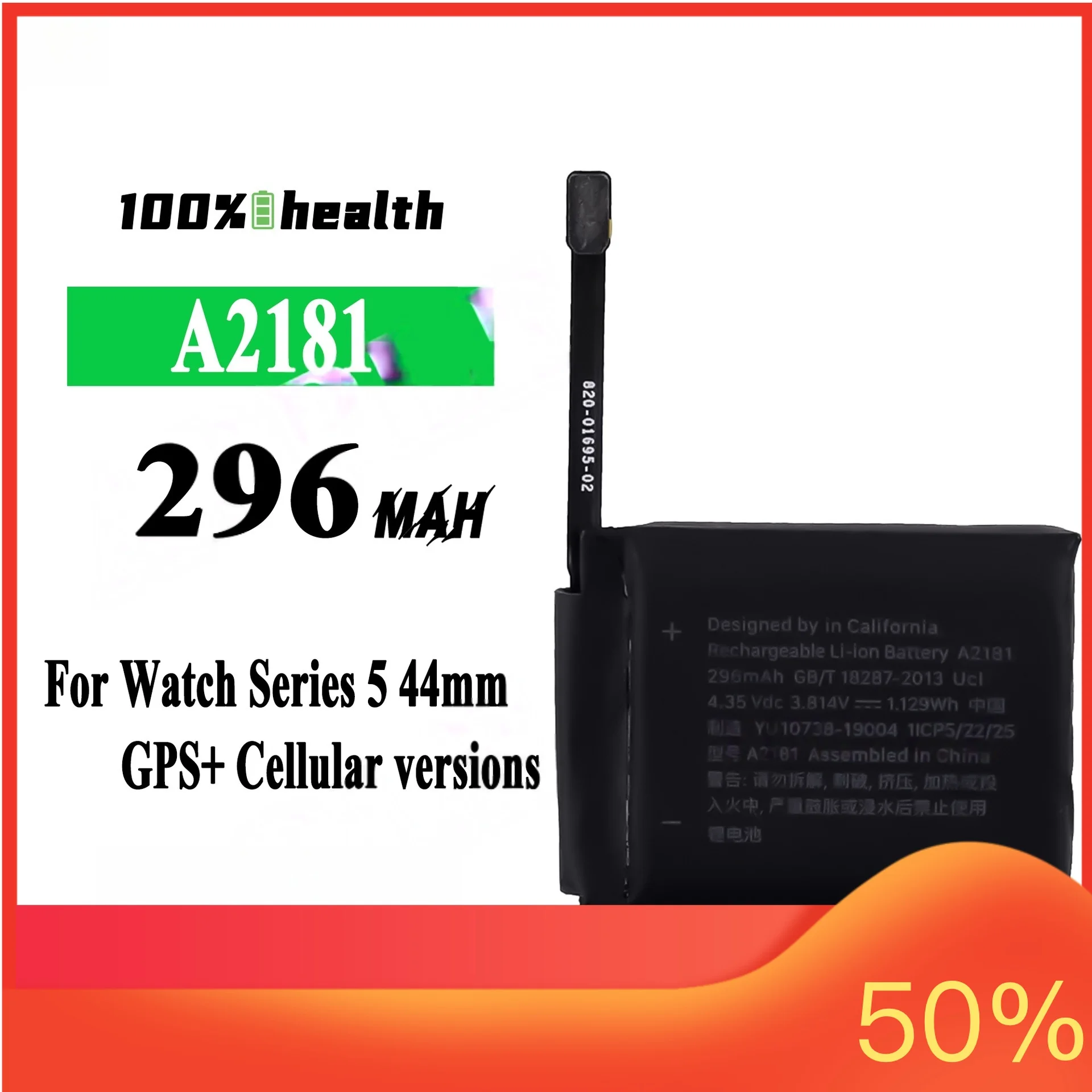 296mah A2181 watch battery for Apple Watch Series 5 44mm GPS+ Cellular versions lithium Rechargeable Battery