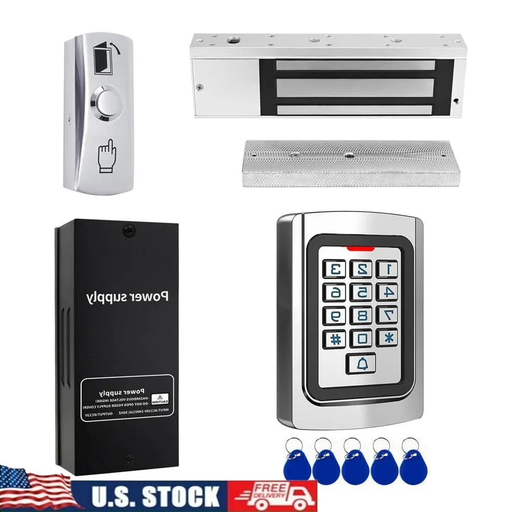 Electric Magnetic Door Lock Kit With Waterproof Keypad ID Card Access Control System Tuya App Remote Control 1200lb Security