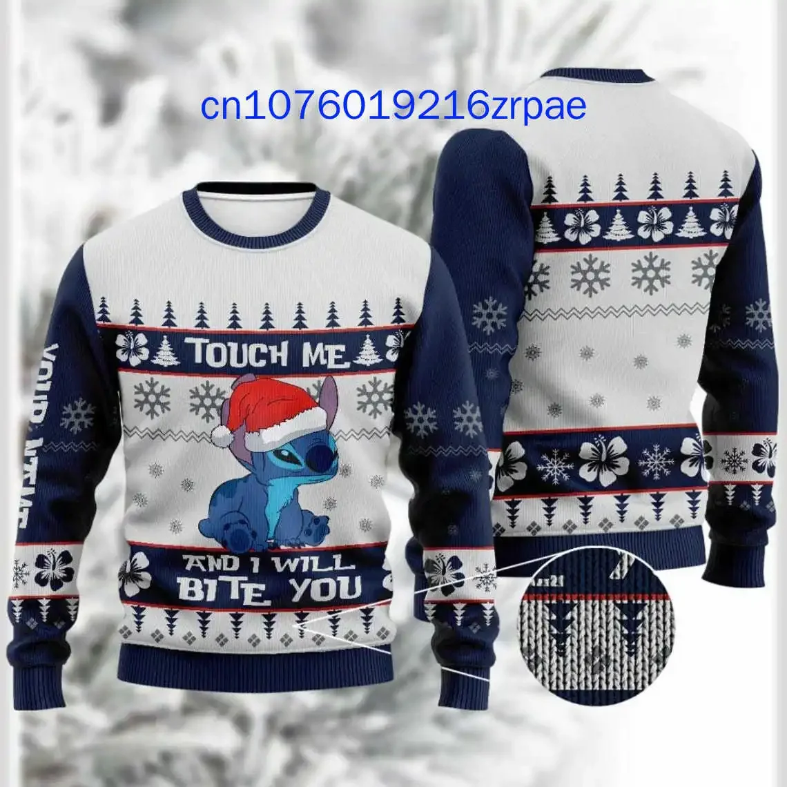 2024 New Disney Stitch Christmas Sweater Men\'s And Women\'s Round Neck Printed Pullover Long Sleeves Thick Style Sweatshirt