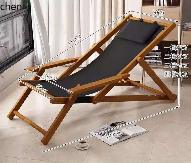 CZ Foldable Recliner Home Courtyard Balcony Lunch Break Chair Outdoor Canvas Camping Dual-use Chair