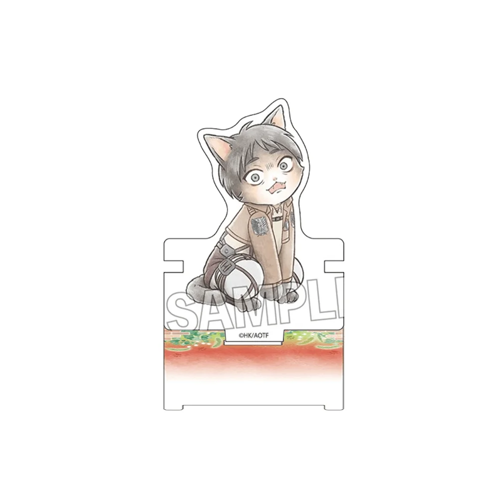 Attack on Titan Eren Yeager 10cm Acrylic Stand Keychain Chibi Cat Ears Survey Corps Sitting Ver Desk Room Decor Gift