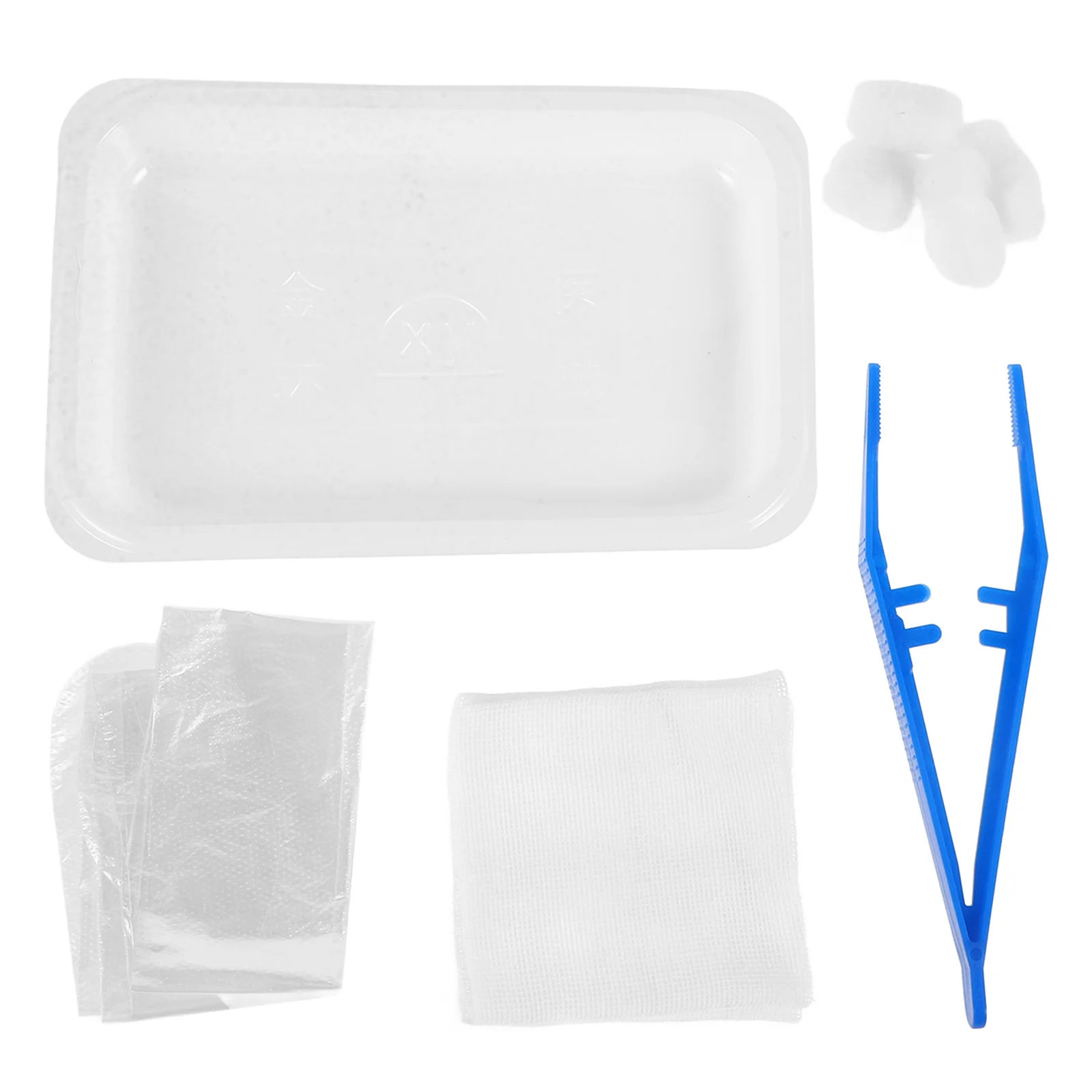 مجموعة العناية بالجروح الطبية التي يمكن التخلص منها، لوازم الجروح، ملقط بلاستيكي، كرات قطنية، وسادات غير لاصقة للاستخدام المنزلي في حالات الطوارئ #1