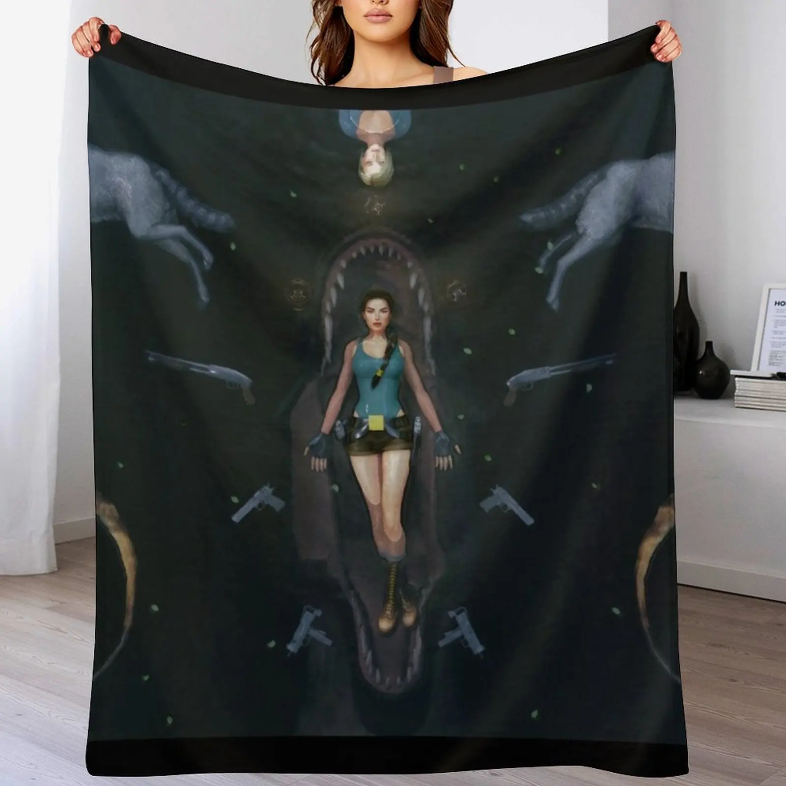 

Tomb raider tribute Throw Blanket Flannel Fabric Luxury decorative Plaid on the sofa Blankets