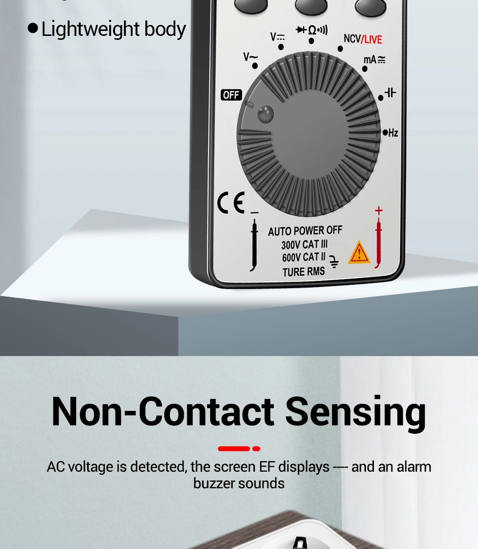 ANENG AN101 Mini-Digitalmultimeter aus ABS-Material, 4000 Zähler, NCV-Detektor, Datenhaltefunktion, automatische Abschaltung für elektronische Wartungsarbeiten – Detail 4
