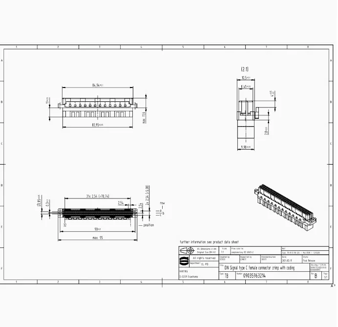 09035963214 HARTING DIN41612-C96FC-B-C 96-pin female connector crimp pin