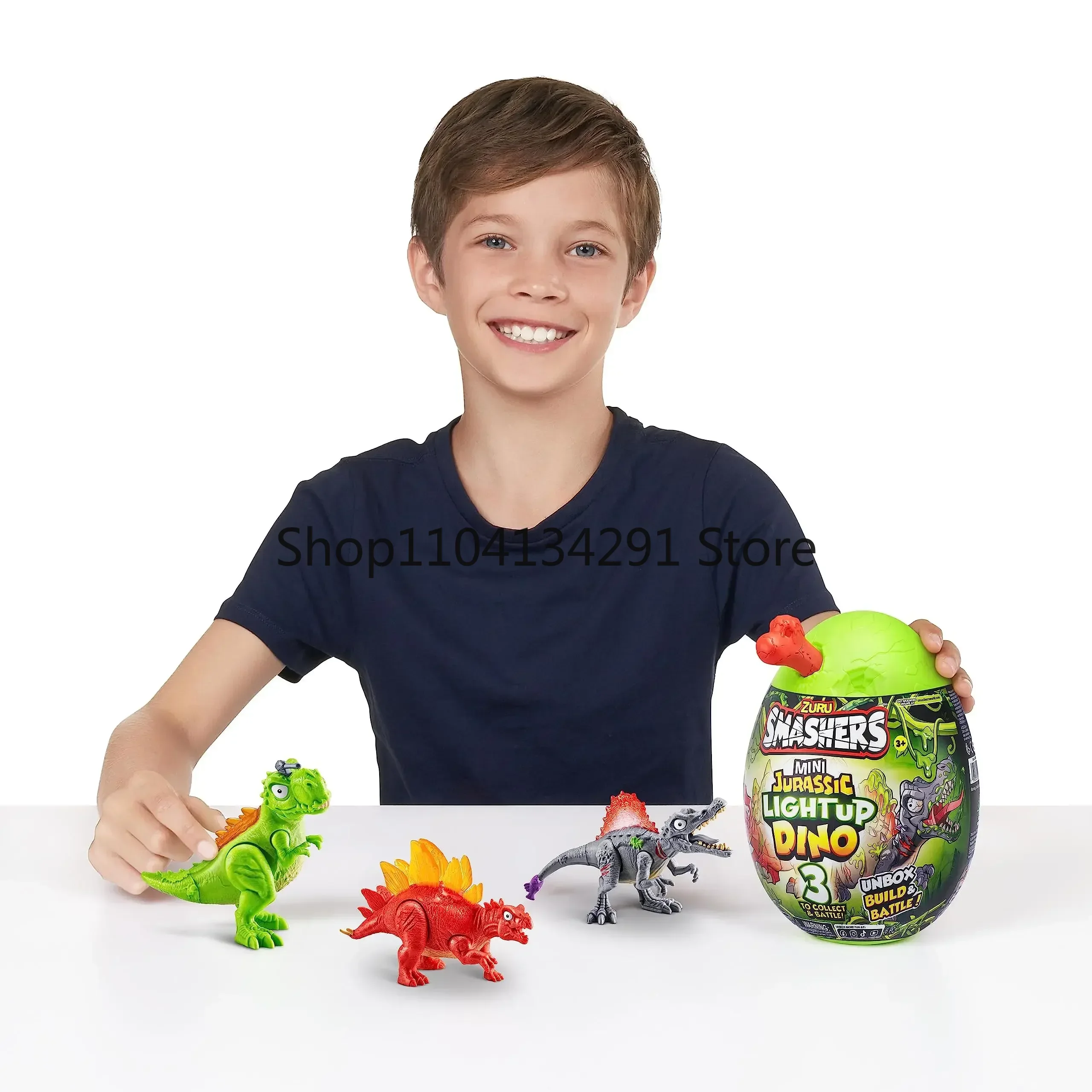 ZURU Smashers Mini Mega Jurassic Lightup Dino Surprise Egg T-Rex Spinosaurus Stegosaurus Dinosaur Model Boys Archaeology Toys