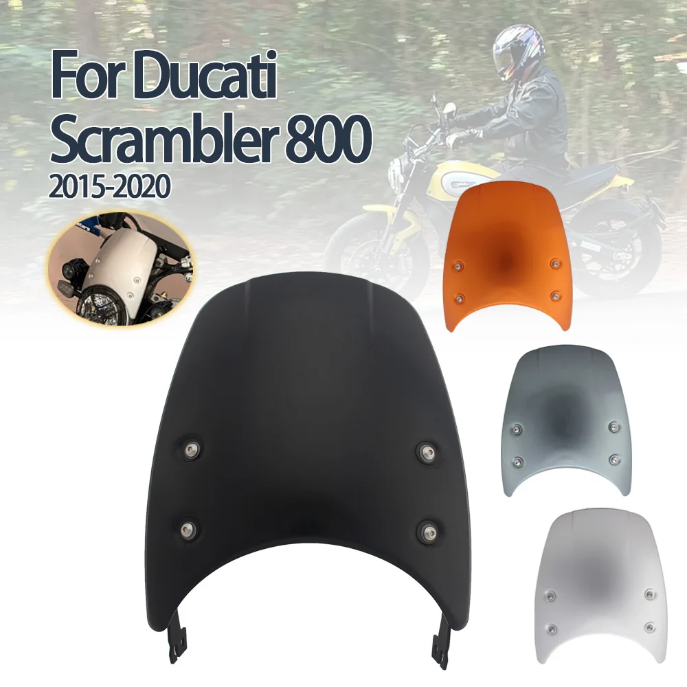 

For Ducati Scrambler 400 800 Classic Icon 2015-2022 2019 2020 Motorcycle Aluminum Windscreen Windshield Wind Deflector Protector