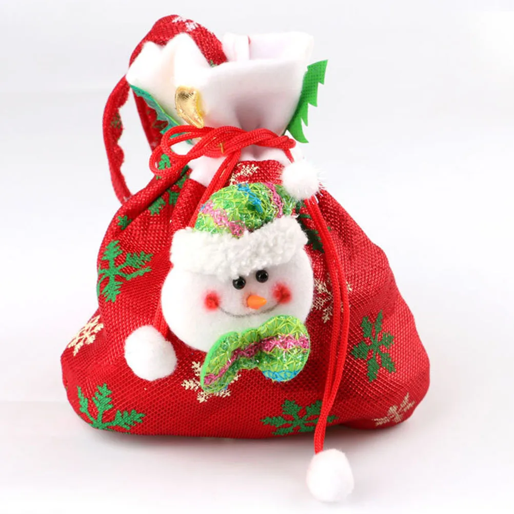 

3Pcs Christmas Themed Candy Pouches Santa Snowman Print Non-Woven Gift Bags for Party Favors Home Decor Christmas Gift Bags