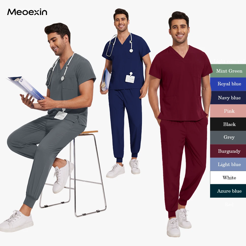 

Nurse Scrub Hospital Clinic Nursing Articles Jogger Set Wholesale Lab Dustproog Workwear Doctor Uniform Suit for Men Medical Set